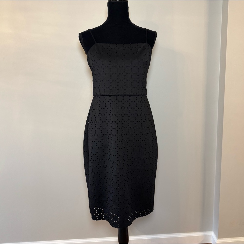 NWT Trina Turk Dress Women’s 10 Black Mini Dress Geometric Fabric Cutouts